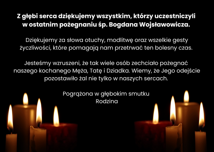 Podziękowania za udział w pogrzebie