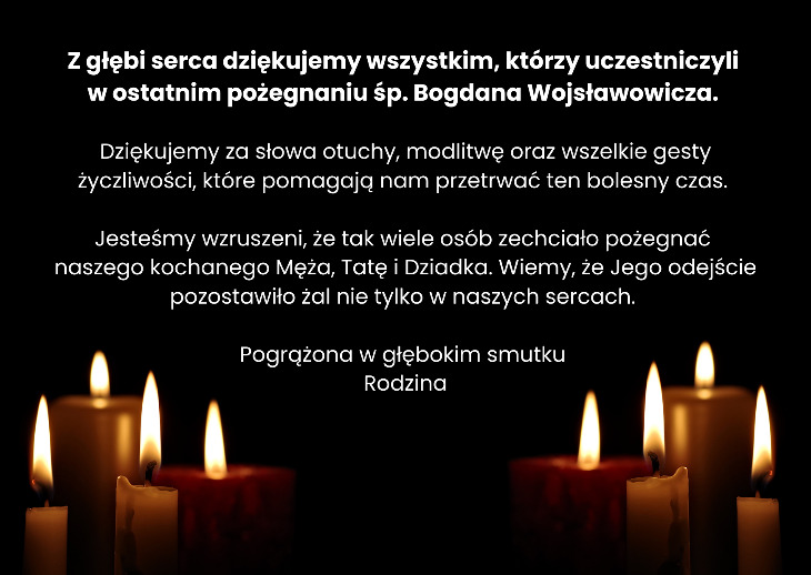 Podziękowania za udział w pogrzebie