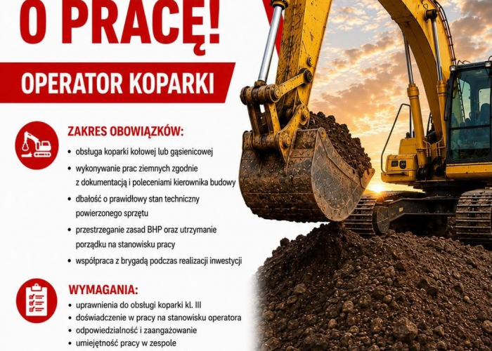 Oferta pracy - operator koparki