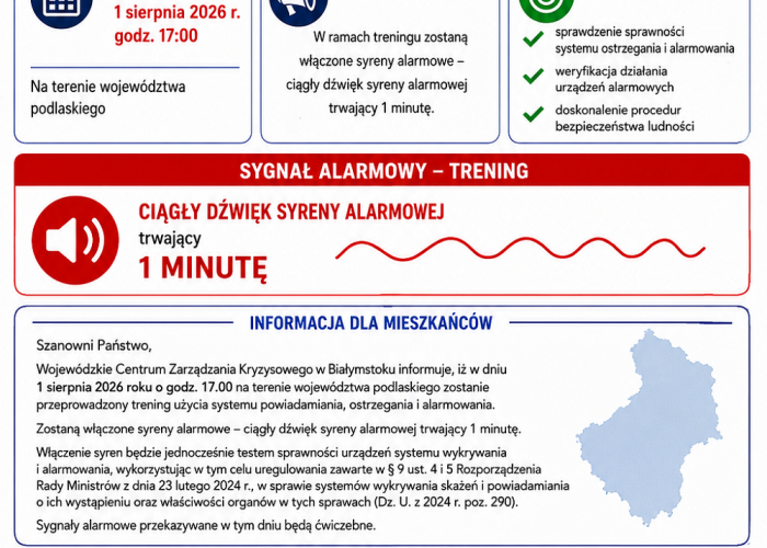 Ogłoszenie Wojewódzkiego Centrum Zarządzania Kryzysowego 