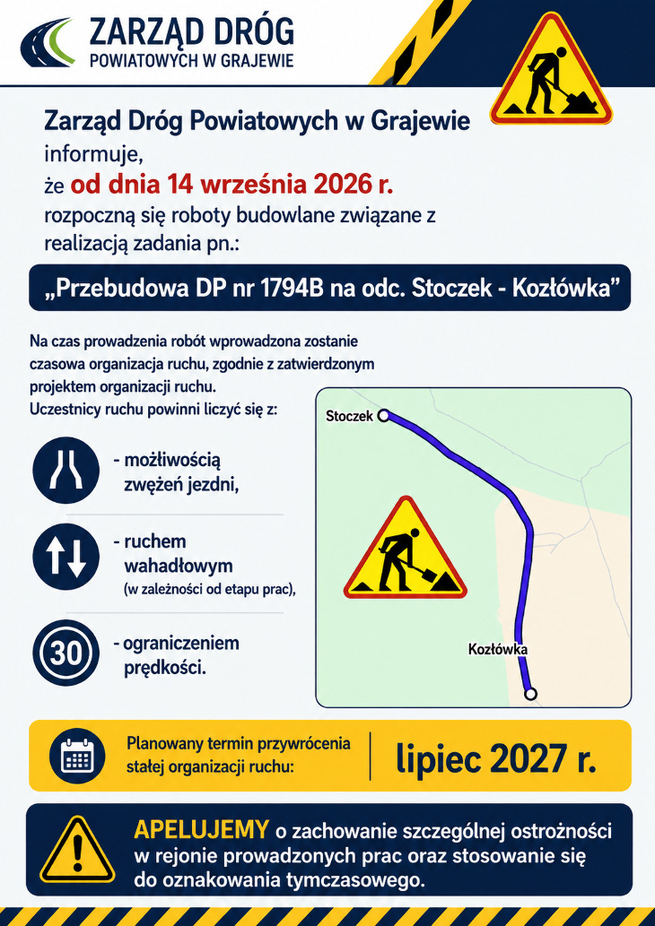 Komunikaty Zarządu Dróg Powiatowych w Grajewie