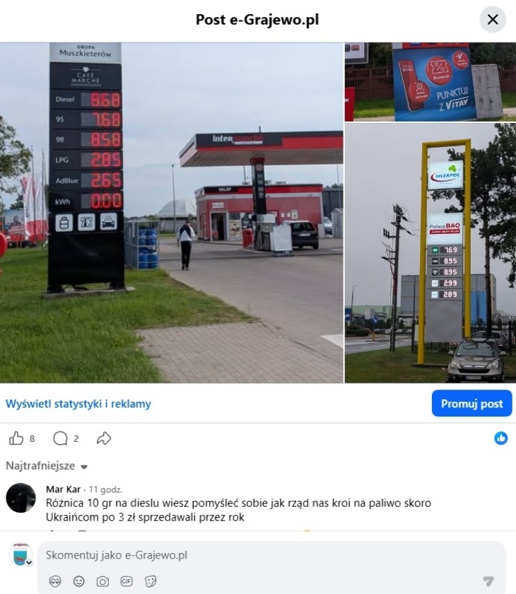 Paliwo po 3 zł dla Ukrainy? Wyjaśniamy powracający na stacjach mit
