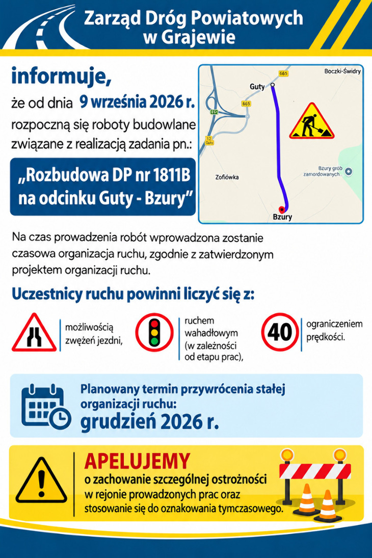 Kierowcy, uważajcie! Trwa rozbudowa drogi Guty - Bzury