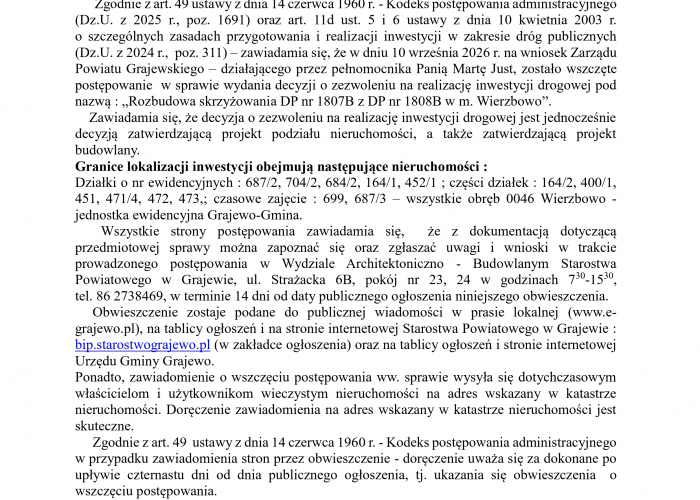 Obwieszczenie Starosty Grajewskiego