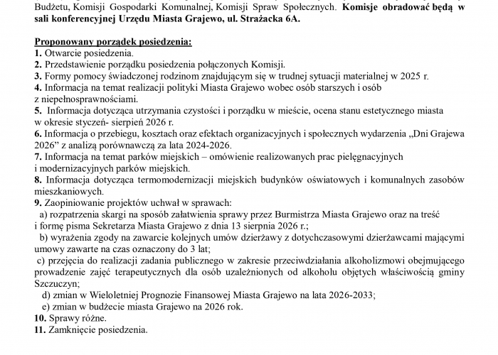  XXXVI Sesja Rady Miasta Grajewo