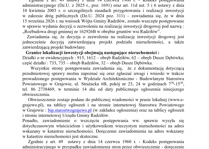 Obwieszczenie Starosty Grajewskiego