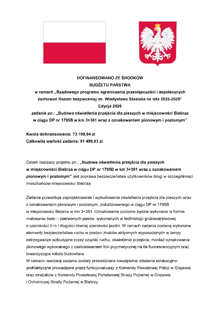 Biebrza: Powstanie bezpieczne oświetlenie przejścia dla pieszych
