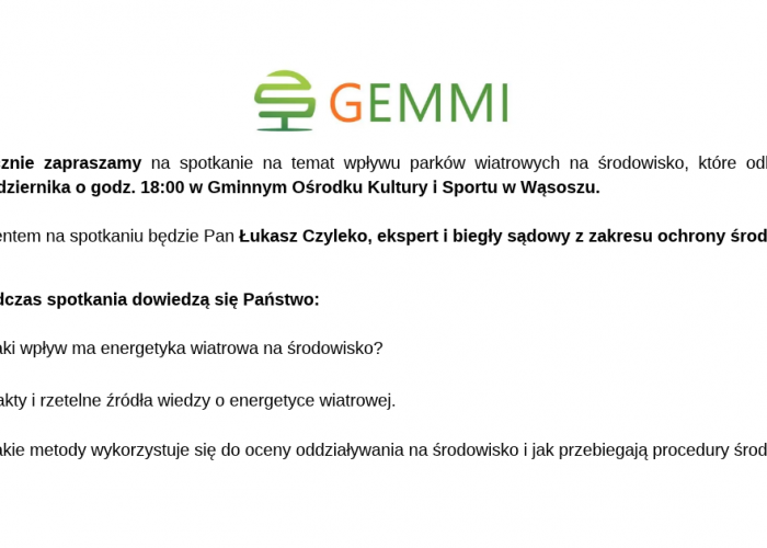Jak inwestycje wiatrowe wpływają na środowisko? Spotkanie w Wąsoszu rozwieje wątpliwości