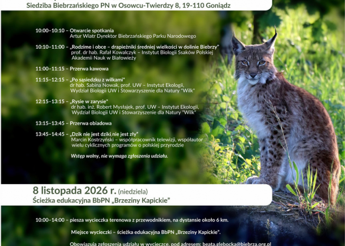 92. Wszechnica Biebrzańska pt. ?Ssaki doliny Biebrzy?, 7- 8 Listopada 