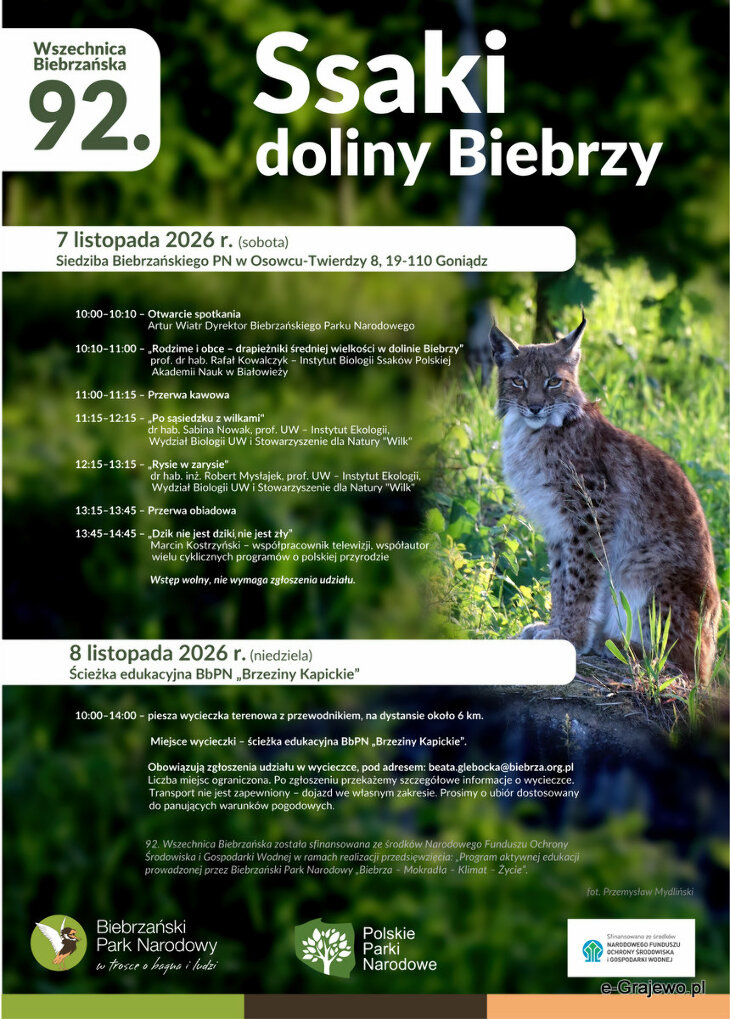 92. Wszechnica Biebrzańska pt. ?Ssaki doliny Biebrzy?, 7- 8 Listopada 