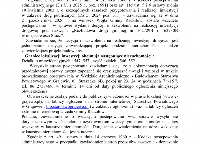 Obwieszczenia Starosty Grajewskiego