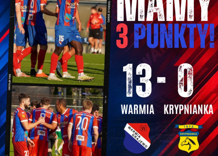 WARMIA Grajewo  - KRYPNIANKA Krypno 13:0