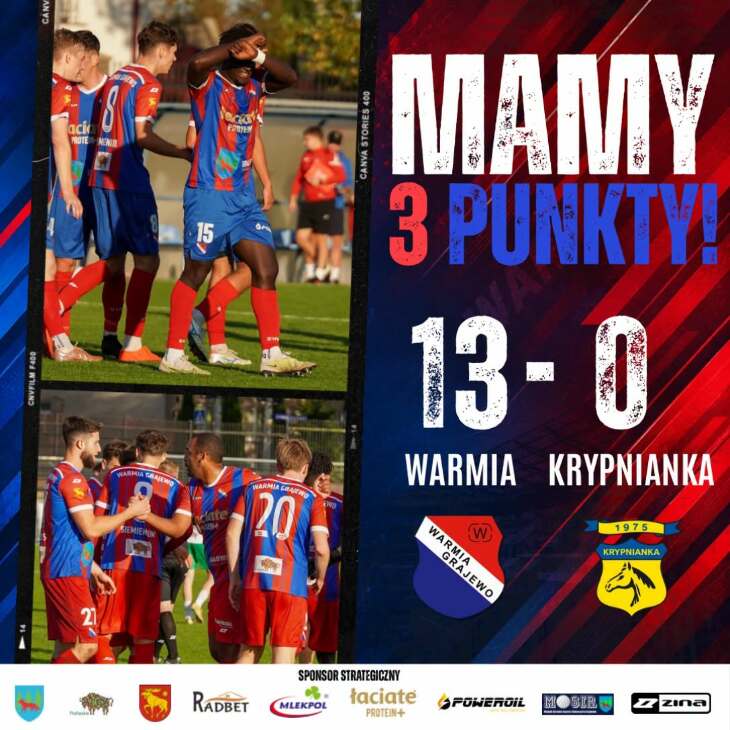 WARMIA Grajewo  - KRYPNIANKA Krypno 13:0