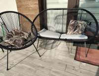 Grajewo ogłoszenia: Sofa i krzesło balkonowe/tarasowe. Sofa ma kilka linek do...