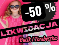 Grajewo ogłoszenia: WYPRZEDAŻ  -50%
Likwidacja, zapraszamy!

Bucik i torebeczka...