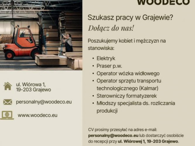 Grajewo ogłoszenia: Poszukujemy pracowników w Grajewie - zatrudnienie w spółce...