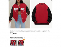Grajewo ogłoszenia: Nowa Bluza bejsbolówka w czerwono-czarne kolory, rozpinana, w...
