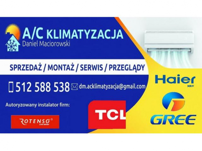 Grajewo ogłoszenia: A/C Klimatyzacja
Daniel Maciorowski

Sprzedaż  |  Montaż  |...
